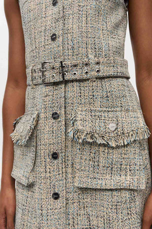 Summer Tweed Belt Mini Dress