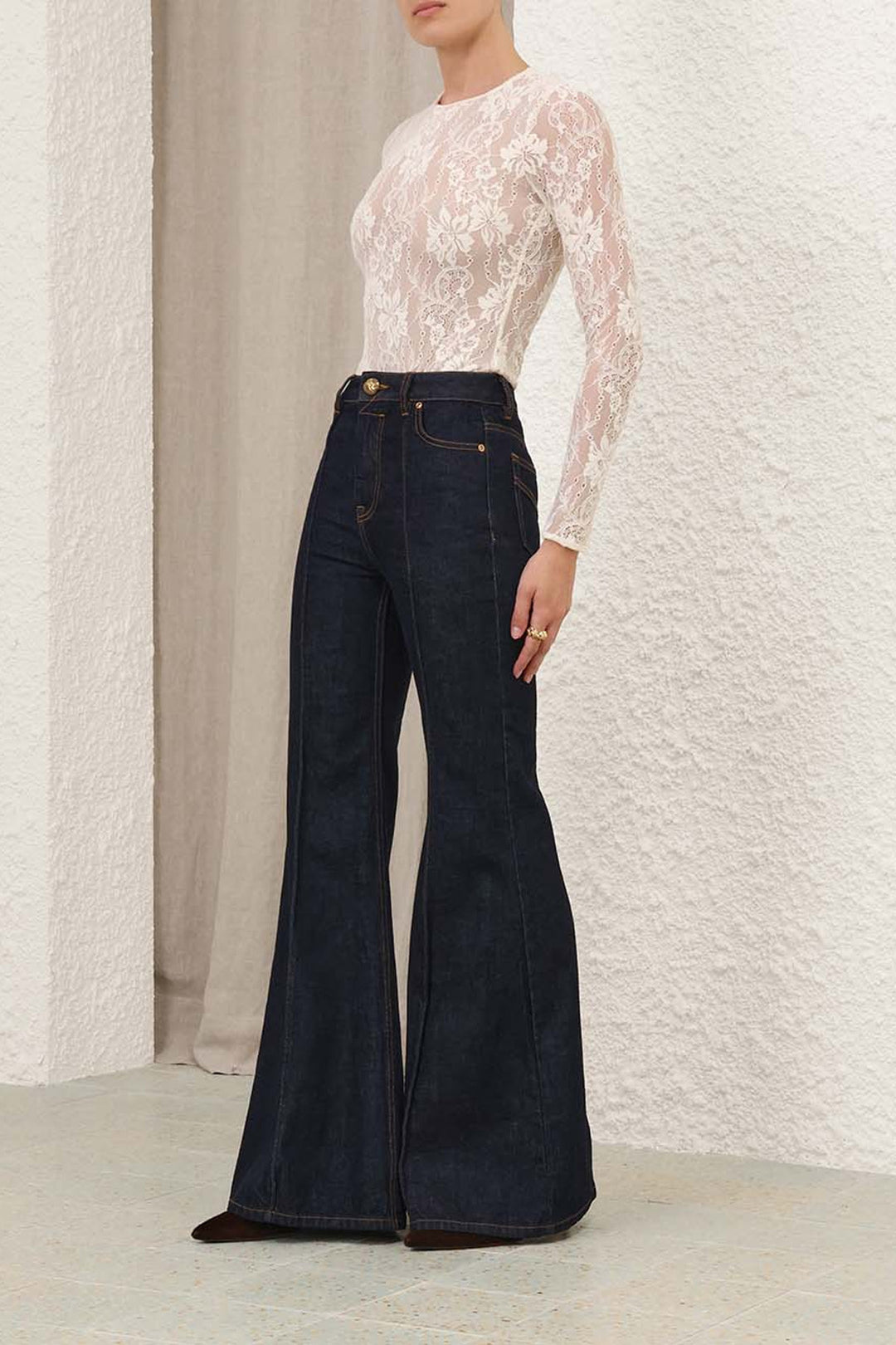 ZIMMERMANN ベルベット ミディ丈ワンピース【関税なし】 ビーズベルト付きミディ丈ワンピース - カーキ | ZARA Japan / 日本