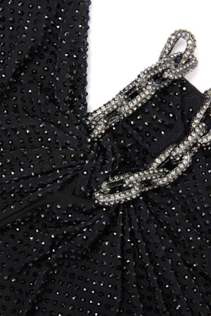 Black Rhinestone Embellished Maxi Dress