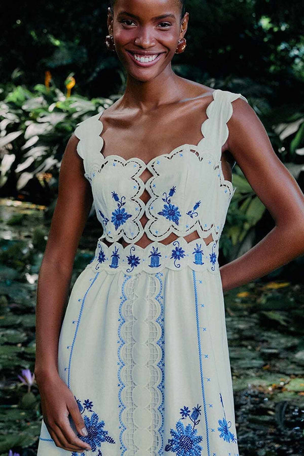Cross Stitch Richelieu Sunflower Off-White Midi