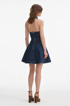 Denim Sleeveless Flared Mini Dress