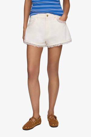 White Denim Mini Shorts