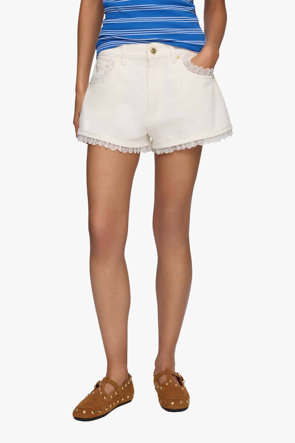White Denim Mini Shorts