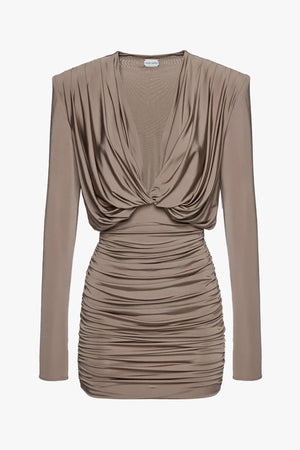 Draped Plunge Jersey Mini Dress 18