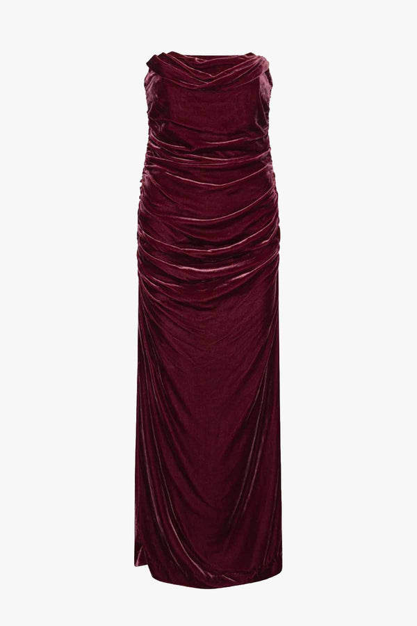 Silk Velvet Ruched Dress