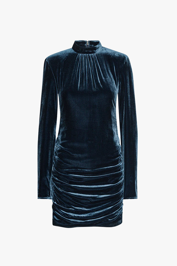 Silk Velvet Ls Mini Dress