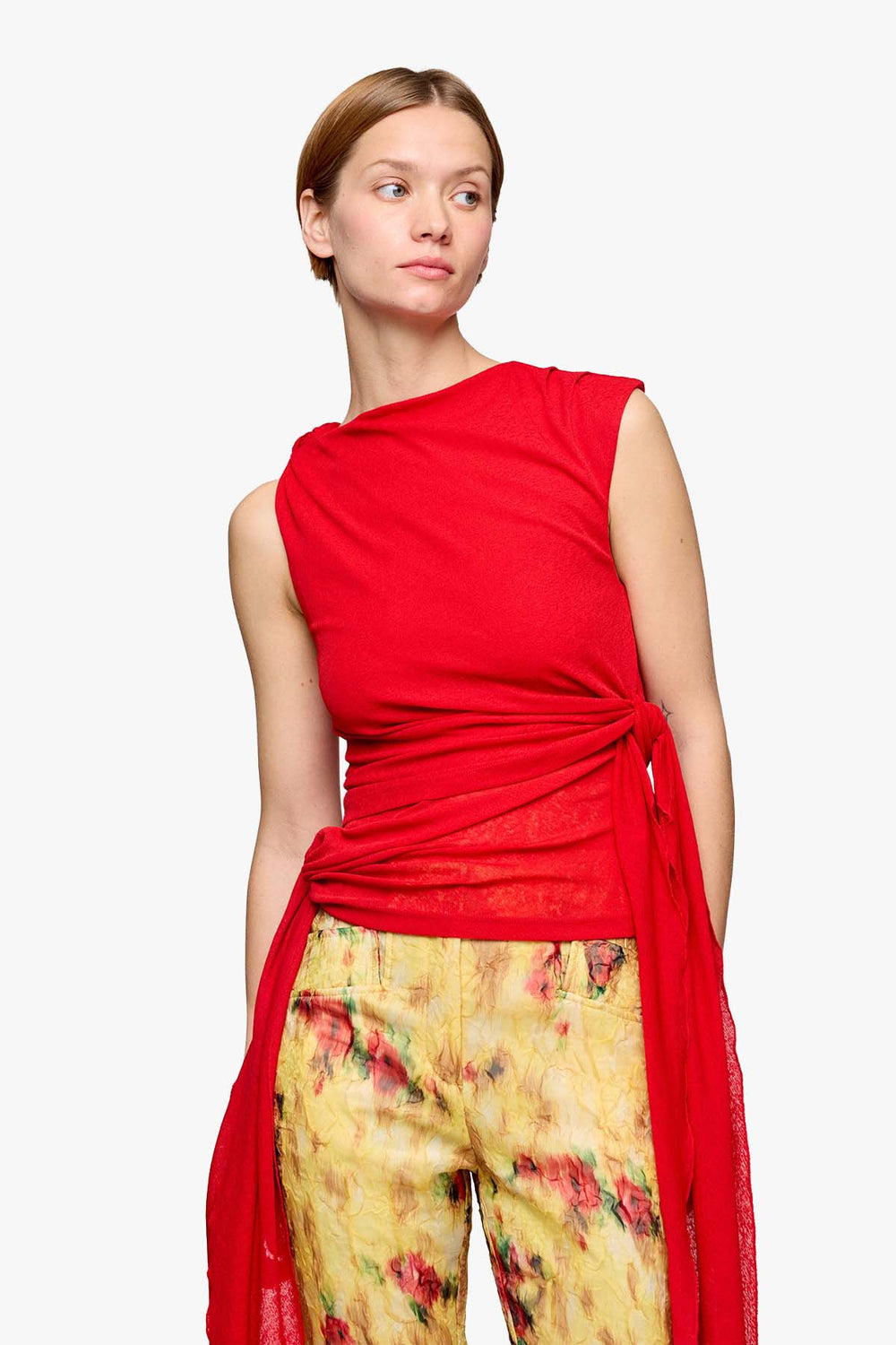 Marl Mesh Tie Knot Tank Top