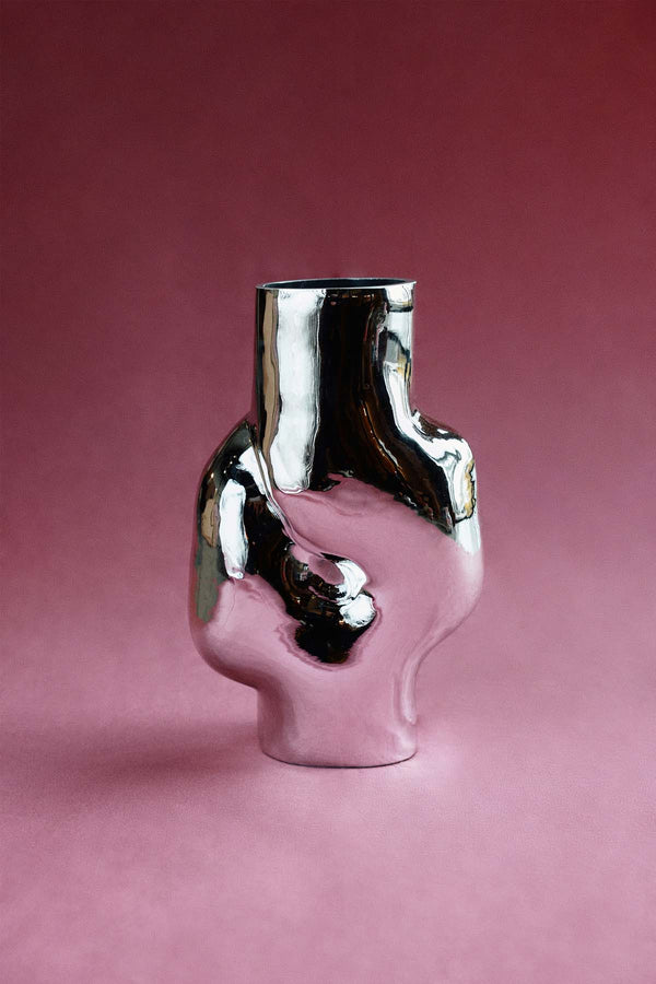 Gleam Glass High Vase Chrome