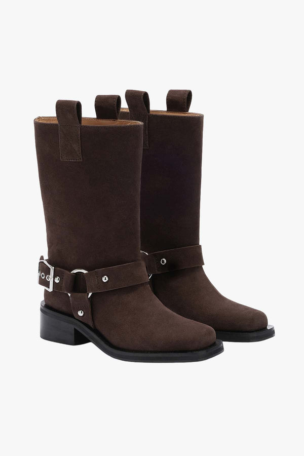 Mid Shaft Biker Boot Recycled Suede Pelinova