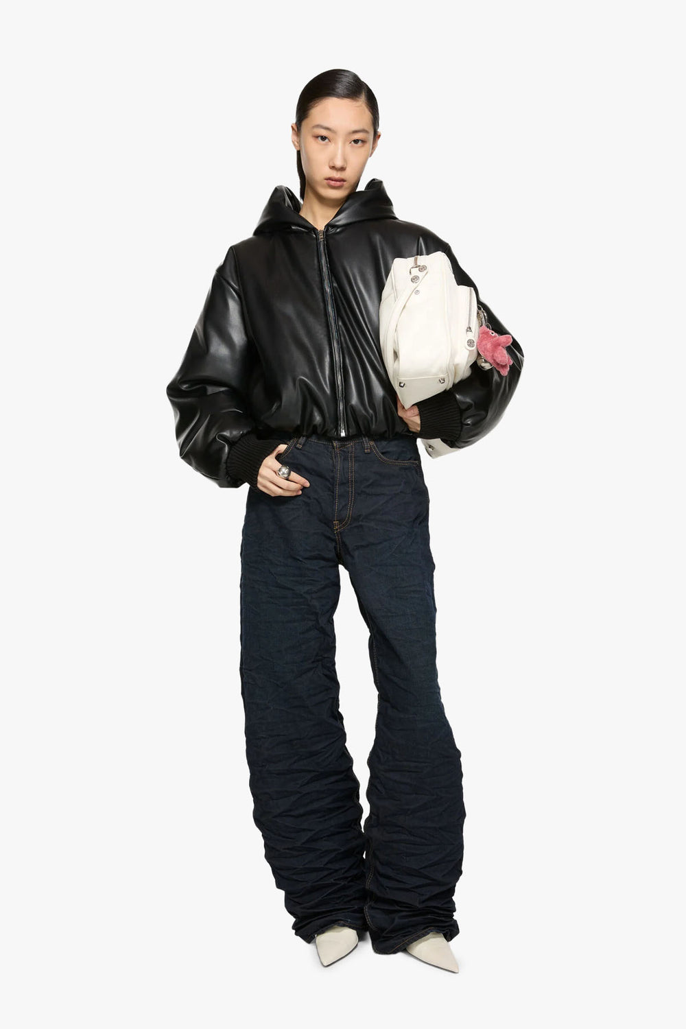 Hooded Faux Leather Jacket