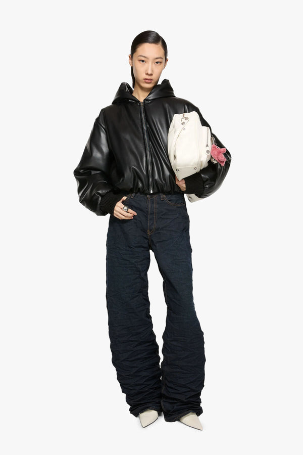 Hooded Faux Leather Jacket