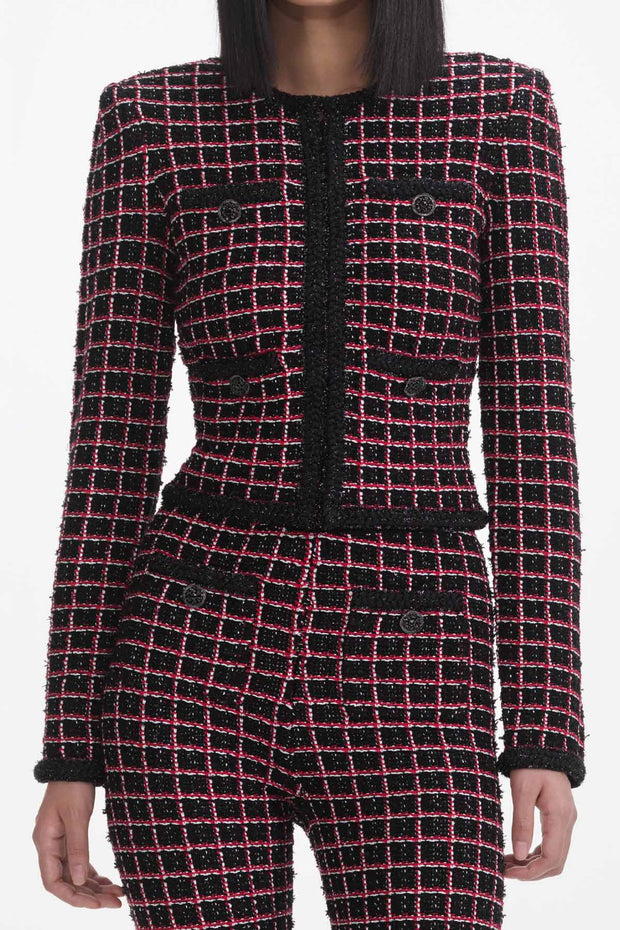 Black And Red Check Cardigan