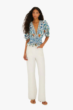 Flora Tile Off-White Blouse