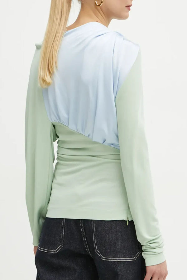 Long Sleeve Draped Jersey Top