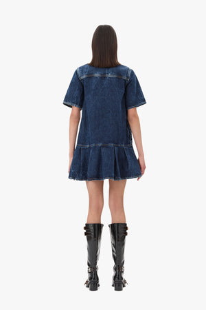 Crinkled Future Denim Mini Dress