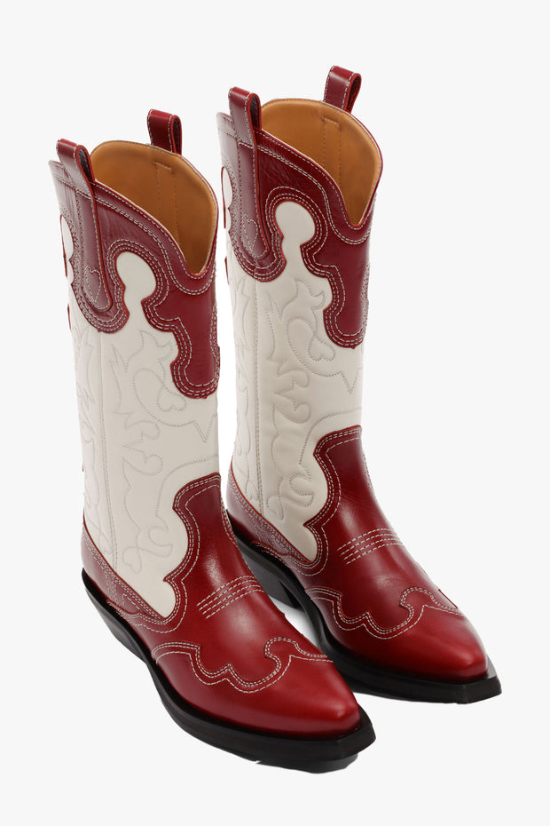 Mid Shaft Embroidered Western Boot