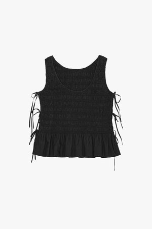 Cotton Poplin Smock Tie String Top