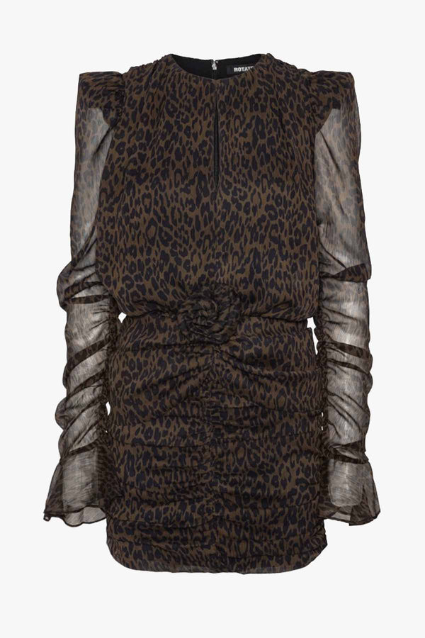 Ruched Flower Mini Dress