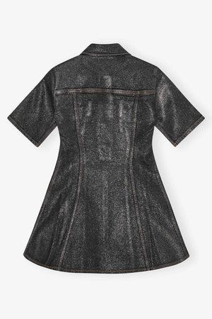 Shimmery Foil Denim Fitted Mini Dress