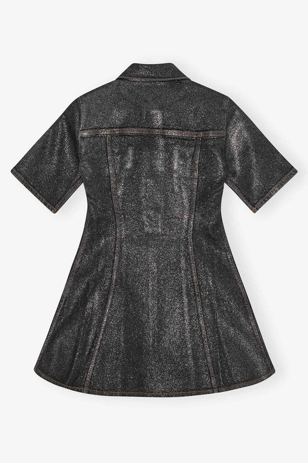 Shimmery Foil Denim Fitted Mini Dress