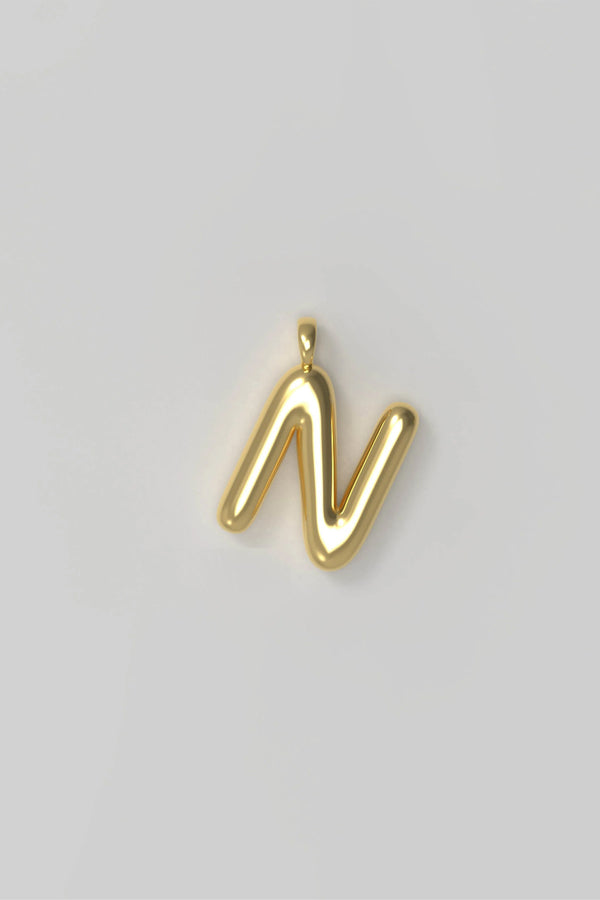 Letter charm Small N - Gold plated