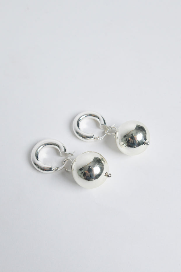 Silver Sphere Hoops