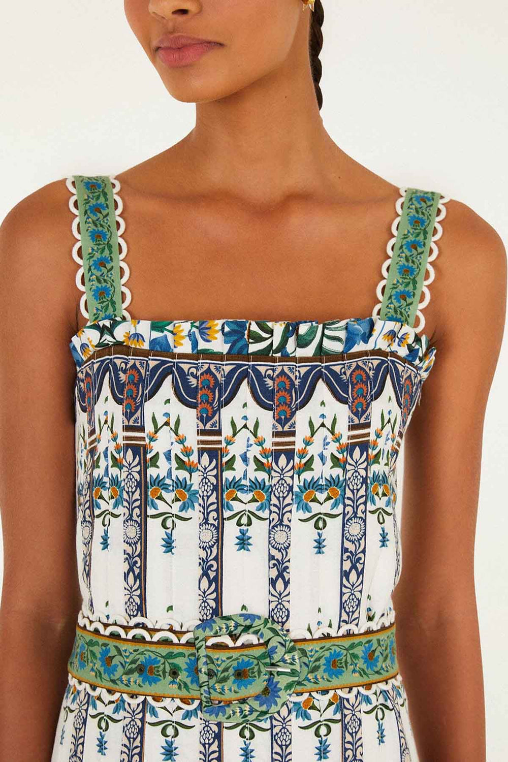 Manoela Off-White Sleeveless Belt Maxi Dress