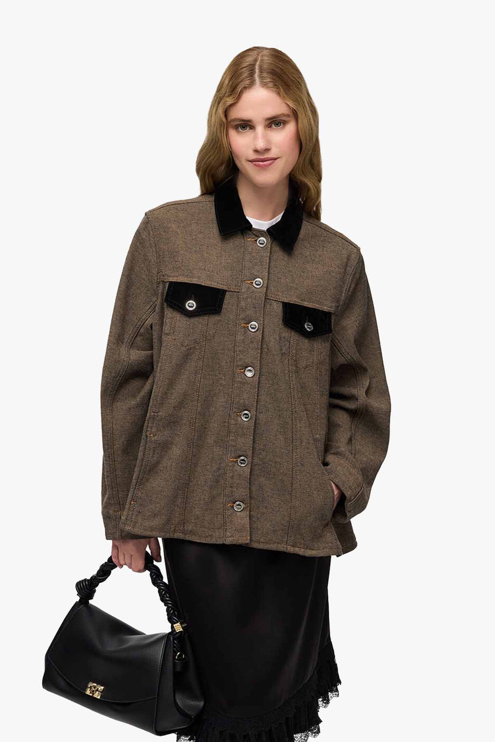 Neppy Denim A-Line Overshirt