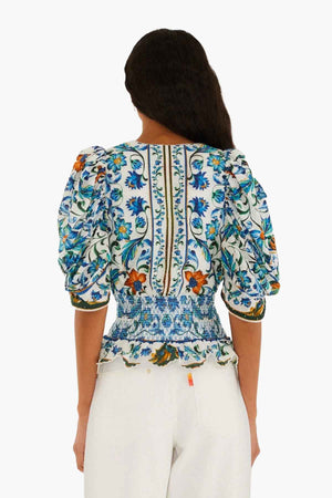 Flora Tile Off-White Blouse