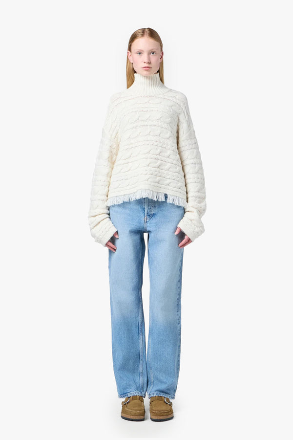 Cropped Cable Turtleneck