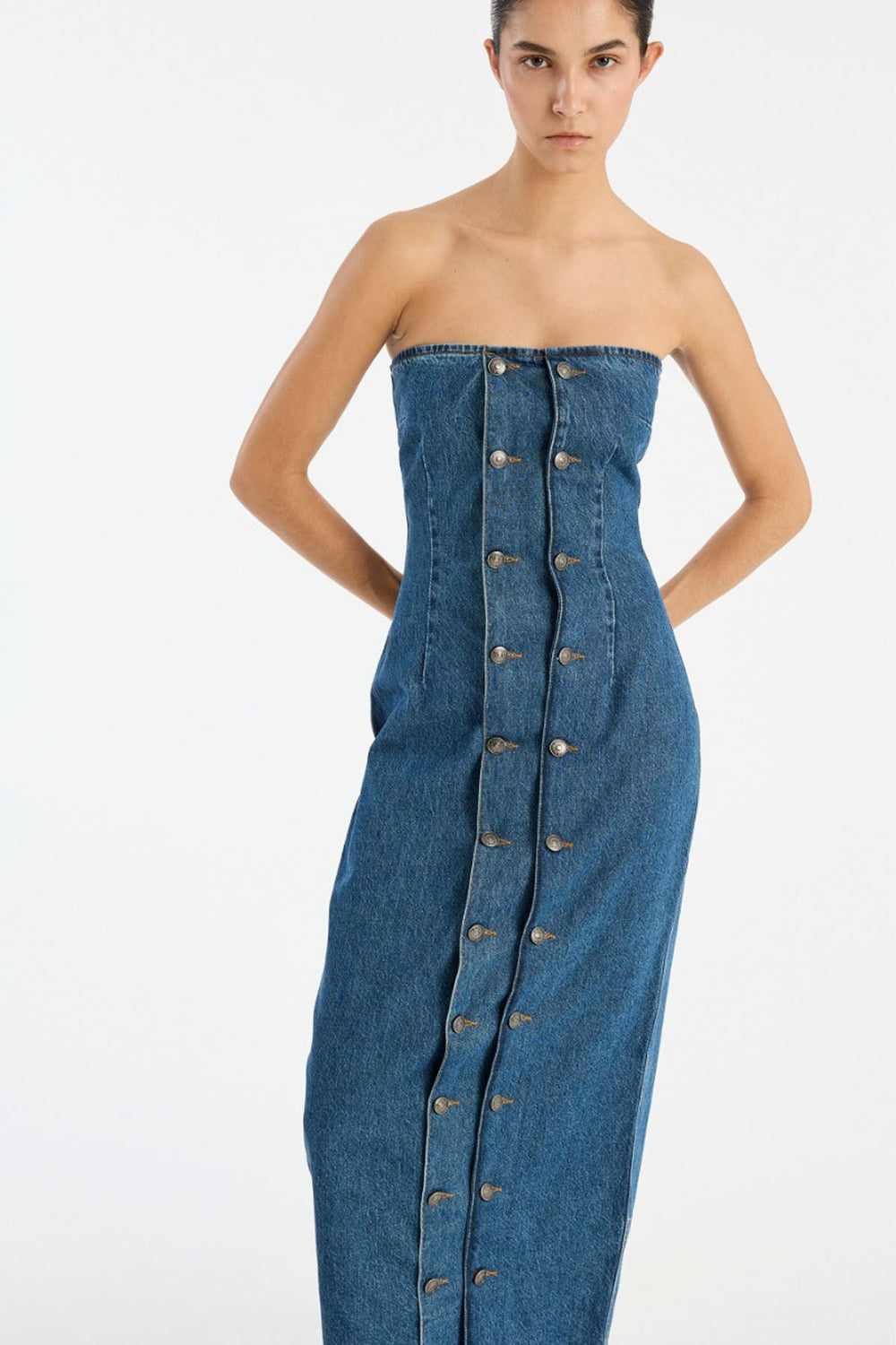 Denim Button Detail Dress