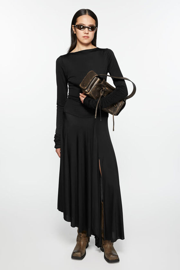 Long Sleeve Asymmetric Split Midi Dress