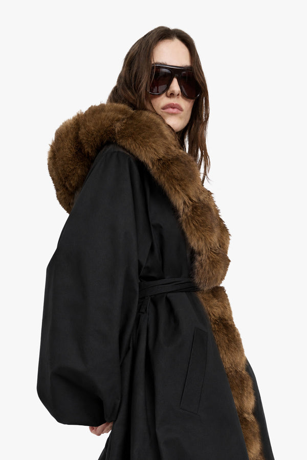 Faux Fur Collar Coat