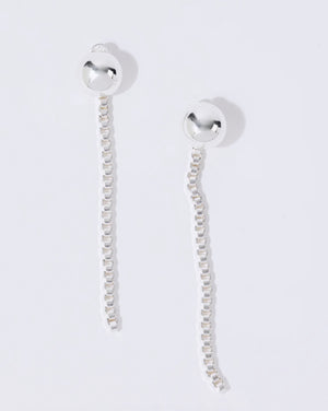 Sphere Chain Studs Silver