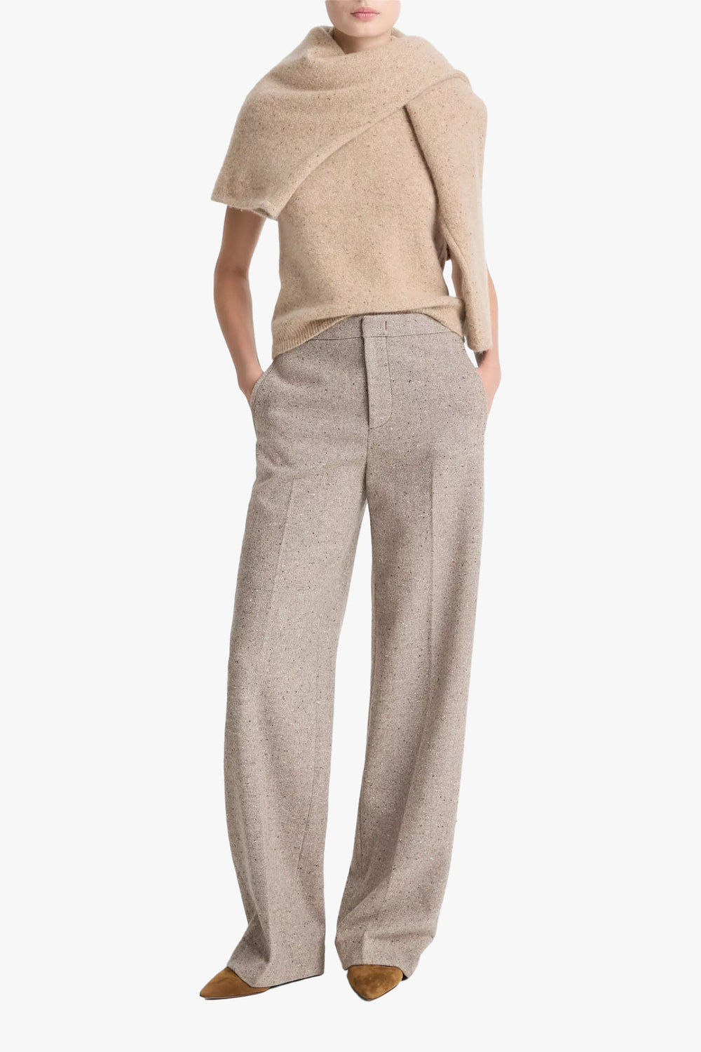 Mid Rise Donegal Wide Leg Trousers