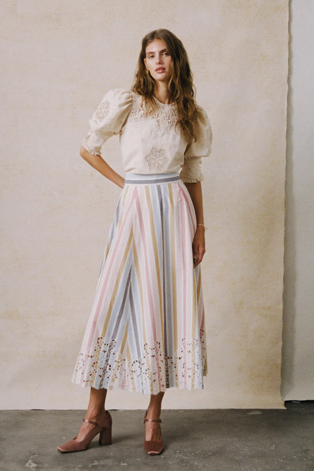 Poplin Embroidered Skirt