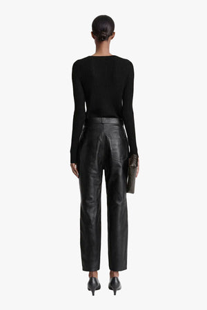 Tapered Leather Trousers