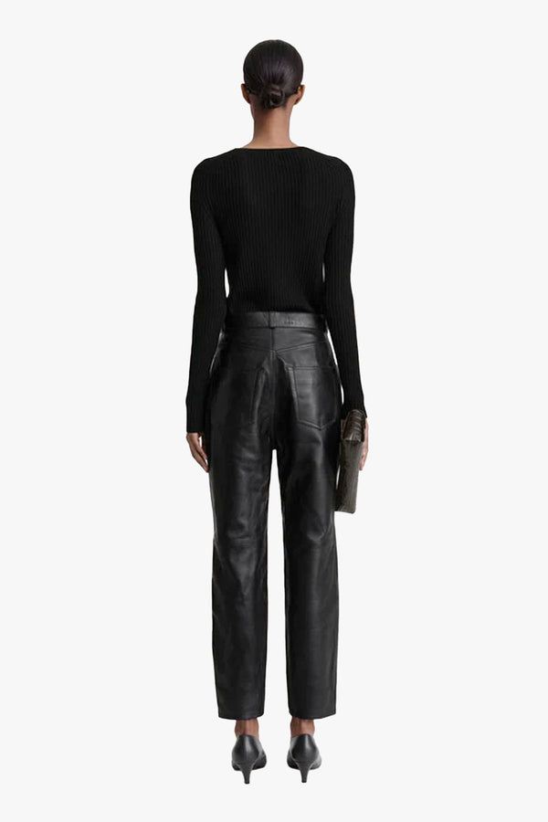 Tapered Leather Trousers