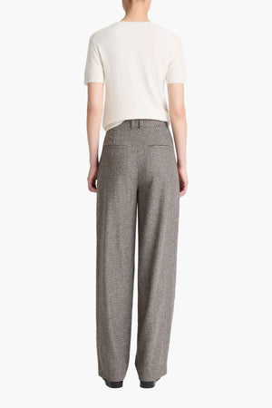 High Rise Wool Blend Houndstooth Trousers