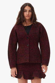 Herringbone Wool Curve Sleeve Blazer