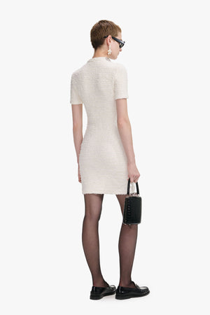 Cream textured knit mini dress