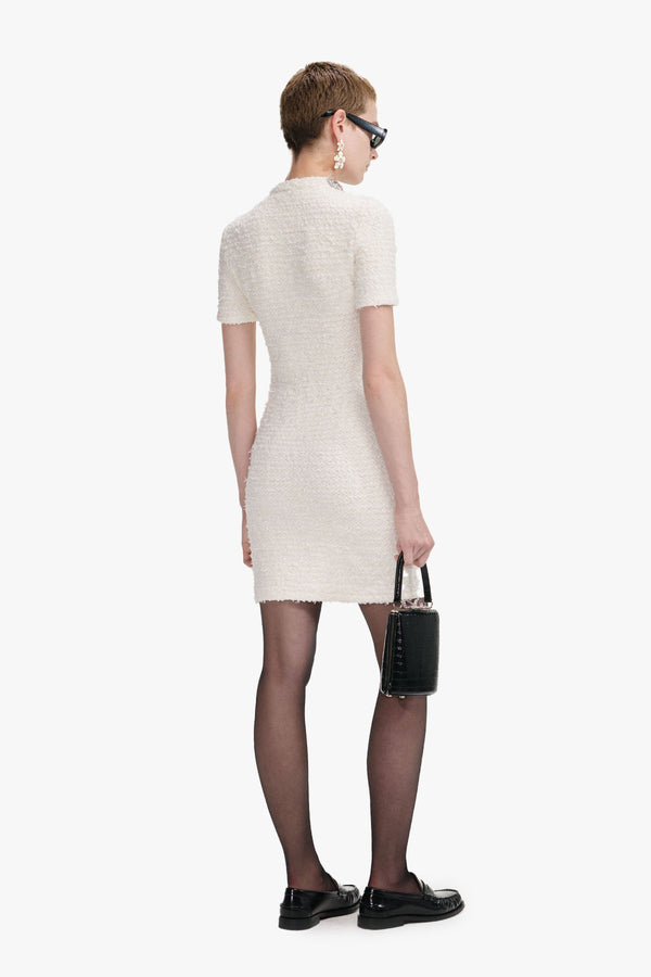Cream textured knit mini dress