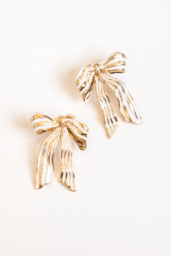Striped Bow Earring