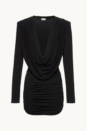 Long Sleeve Draped Mini Dress 07