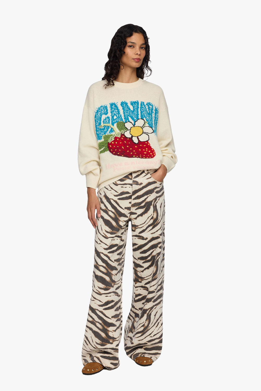 Oversized Graphic Wool Mix Sweater