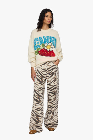 Oversized Graphic Wool Mix Sweater