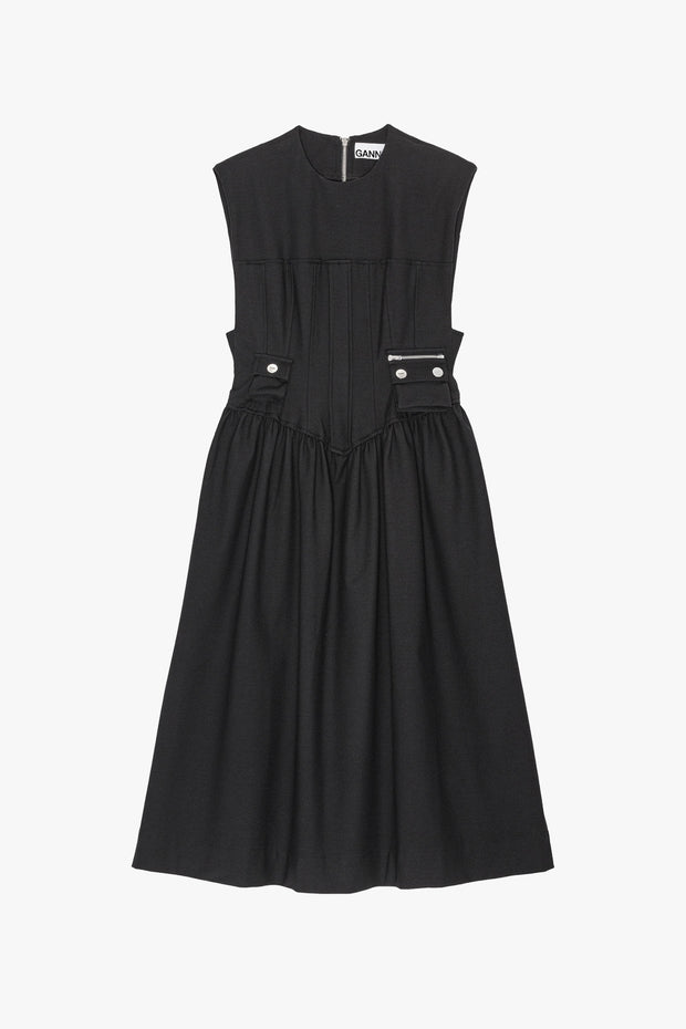 Heavy Cotton Tailoring Corset Midi Dress