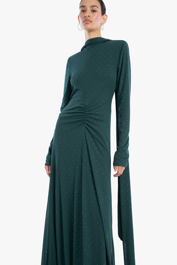 Mesh Scarf Maxi Dress