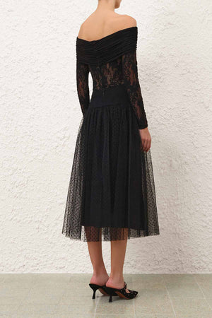 Tulle Dot Midi Skirt