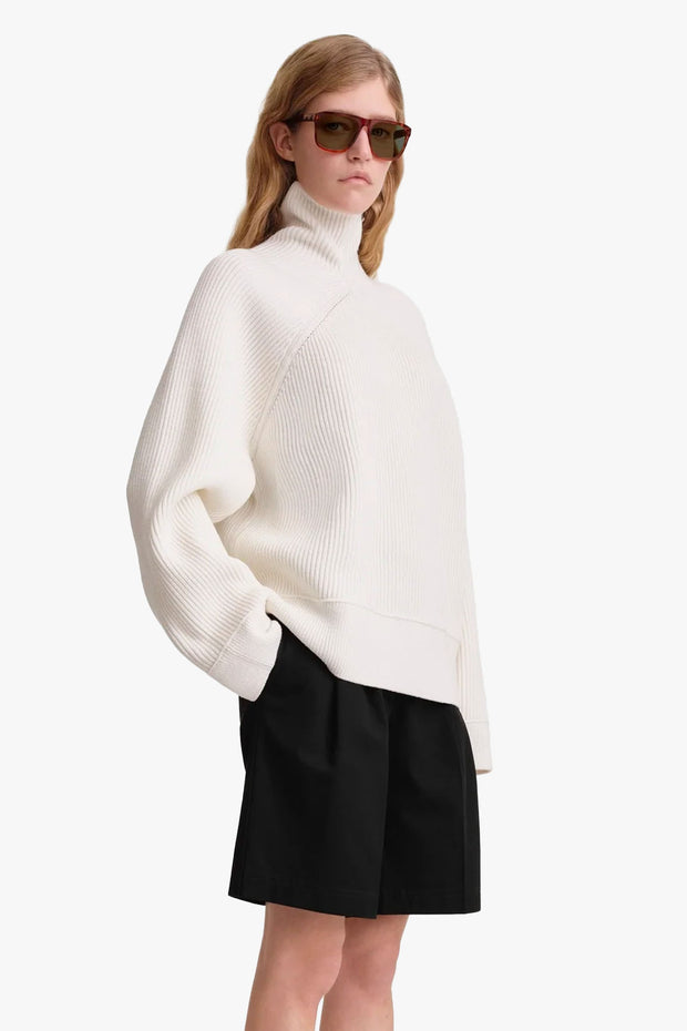 Ribbed Chimney-Neck Knit